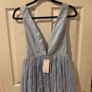 Light Blue Low Cut Mini Dress